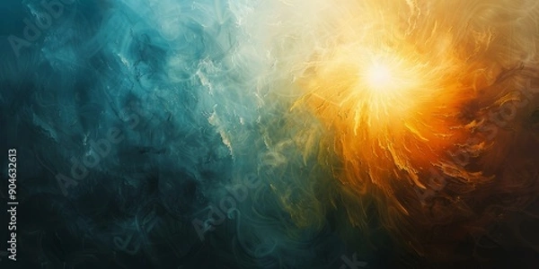 Fototapeta Vibrant Abstract Swirl of Teal and Orange Light, fusion of color and light with a dynamic vibe