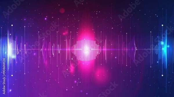 Obraz Abstract Audio Visualization with Glowing Lines and Circles