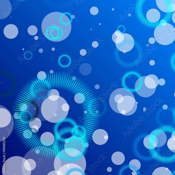 Fototapeta blue abstract background, particles circles and light