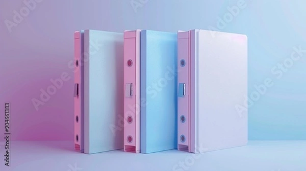 Obraz Neat pile of generic colourful books with no labels, against a plain background
