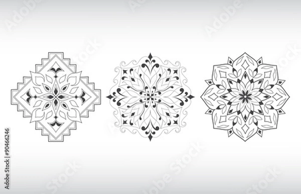 Fototapeta Three vector vintage pattern.