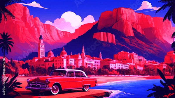 Fototapeta Create a retro-style travel poster for Elizabet...
