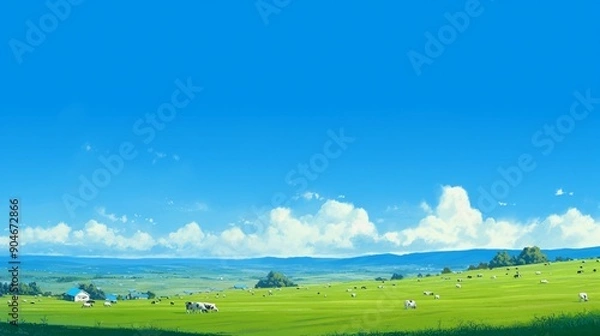 Fototapeta 牛がいる牧場の風景10