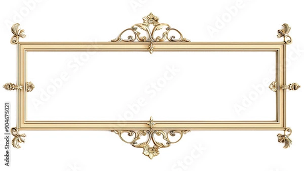 Fototapeta Minimalist_Rectangle_vintage_gold_frame_for_web_presentation