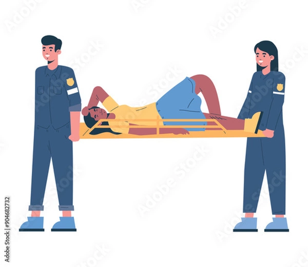 Obraz paramedics provide first aid to injured person on stretcher