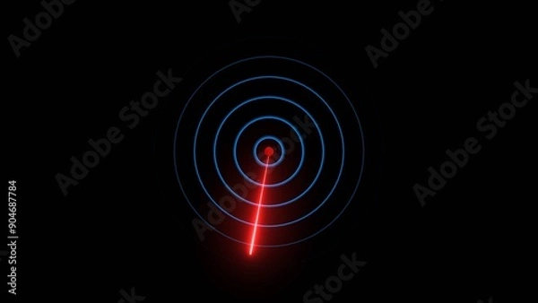 Fototapeta Neon light ship radar and plane radar icon conceptual location searching background illustration 4k.