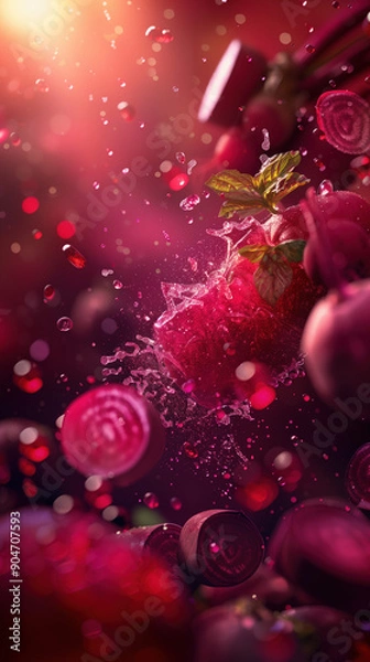 Fototapeta "High-Quality Beetroot Extract with Various Beetroot Juices and Nutritional Supplements