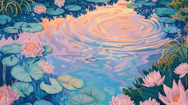 Fototapeta a pool  of water with flowers on it 