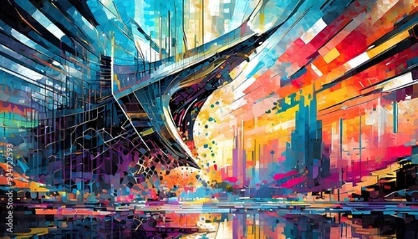 Fototapeta Abstract Geometric Art: Bold Colors and Dynamic Shapes