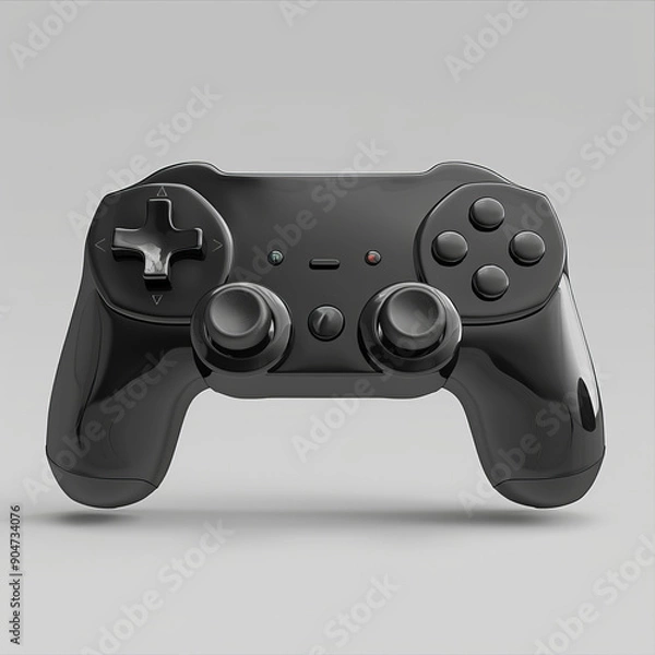 Fototapeta Realistic 3D Model of a Black Gamepad