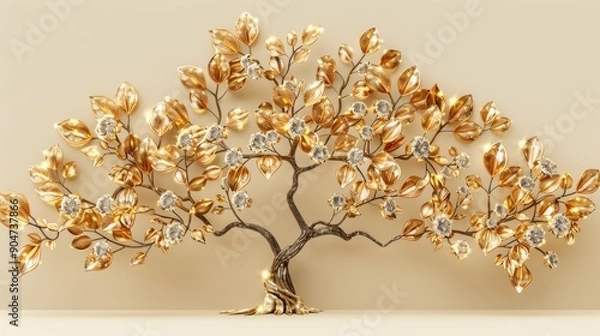 Obraz Gold tree floating in water