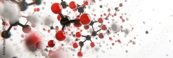 Fototapeta 3D molecular structure rendered on a white background