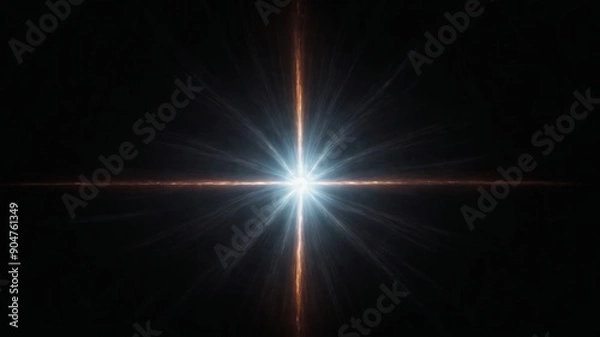 Fototapeta Optical flares on black background, sun shines, high resolution
