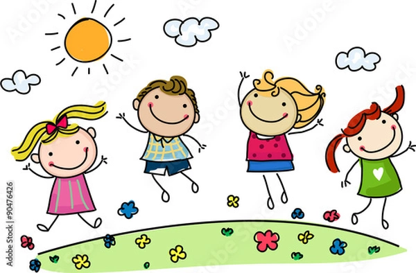 Obraz jumping happy kids