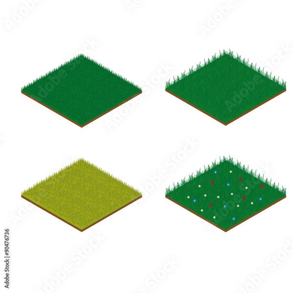 Fototapeta Set of isometric grass tiles