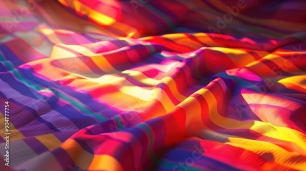 Fototapeta 35. Heated Blanket, realistic style, vibrant hues, stripes pattern, medium shot, soft light, light rays,