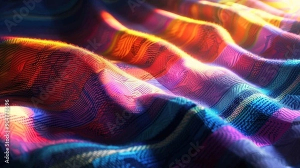Fototapeta 35. Heated Blanket, realistic style, vibrant hues, stripes pattern, medium shot, soft light, light rays,