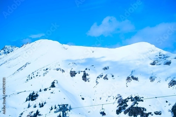 Obraz Winter Landscape with Snow-Covered Mountains