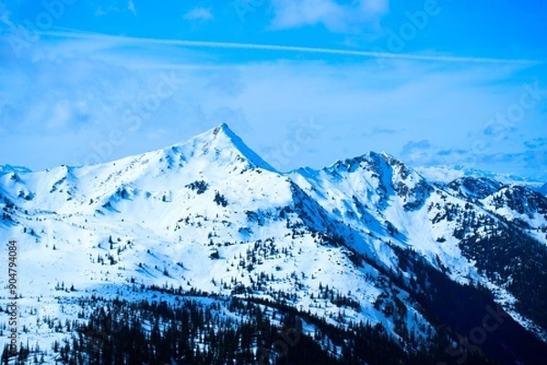 Obraz Winter Landscape with Snow-Covered Mountains