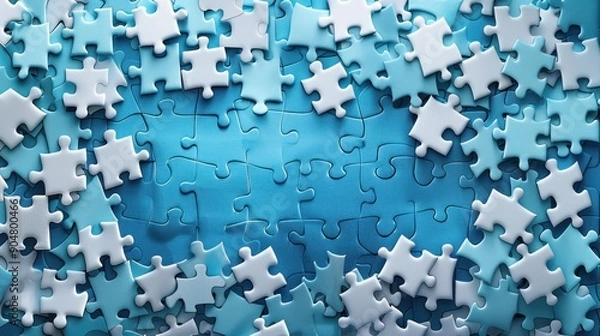 Fototapeta Blue Puzzle Pieces