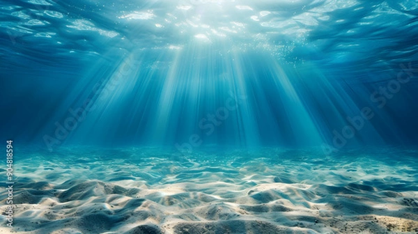 Fototapeta underwater background deep blue sea, ocean surface seen from underwater background,generative ai