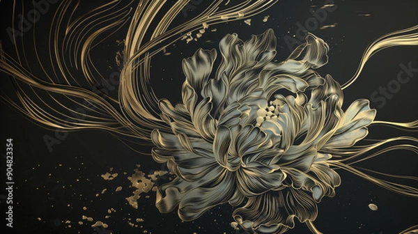 Obraz elegant floral patterns with gold and silver accents on a dark background creating a luxurious and intricate design