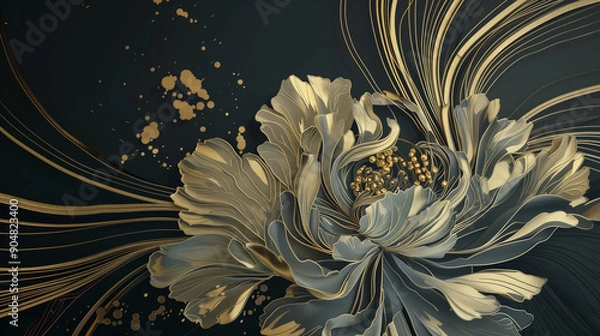 Obraz elegant floral patterns with gold and silver accents on a dark background creating a luxurious and intricate design