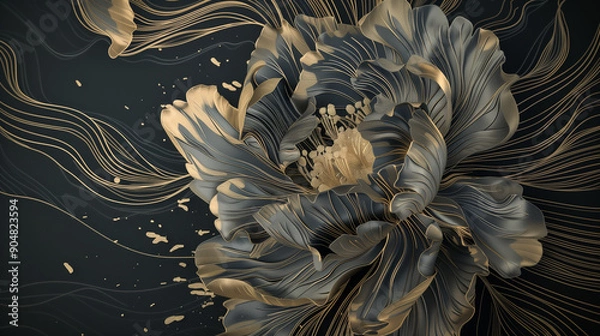 Obraz elegant floral patterns with gold and silver accents on a dark background creating a luxurious and intricate design