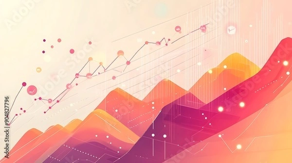 Fototapeta An illustration of a time series forecasting model, predicting future data points based on historical data --ar 16:9