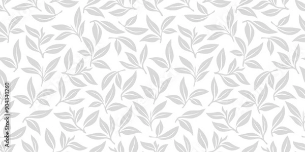 Fototapeta tea leaves pattern background. green leaves vector pattern background. Green tea leaf seamless pattern. seamless patterns with green leaves of tea. 