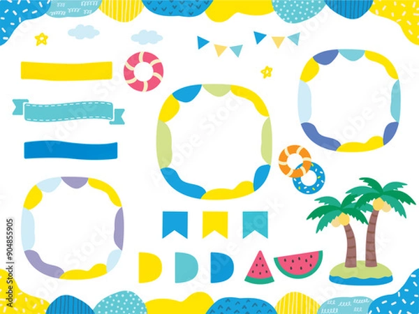 Fototapeta 夏のPOPでかわいいフレーム