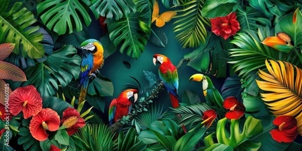 Fototapeta Parrots on Forest Canopy