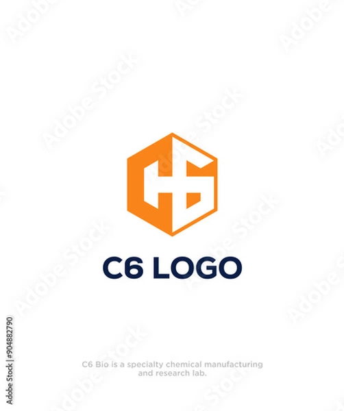 Obraz C6 LOGO HEXAGON TYPEFACE TYPOGRAPHY  LOGOMARK