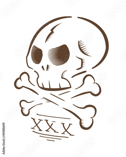 Fototapeta Vector illustration of aggressive skull