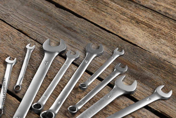 Obraz Many auto mechanic's tools on wooden table