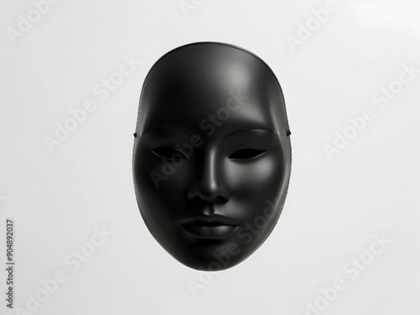 Fototapeta Black fantasy mask on white background, black mask
