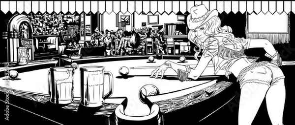 Obraz Gra bilardu w barze