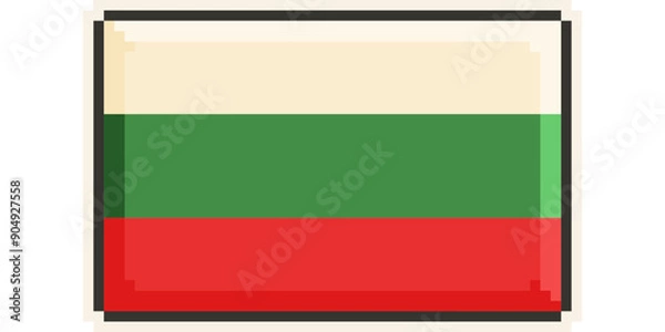 Obraz Bulgaria, Europe, Flag, Pixel Art, Retro 8bit Game Style, Vector 