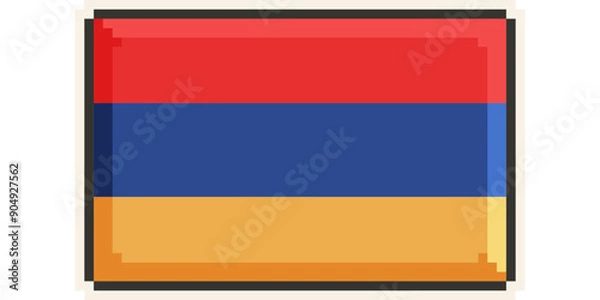 Obraz Armenia, Europe, Flag, Pixel Art, Retro 8bit Game Style, Vector 