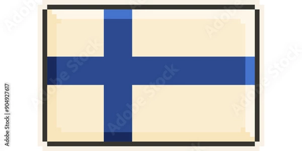 Fototapeta Finland, Europe, Flag, Pixel Art, Retro 8bit Game Style, Vector 