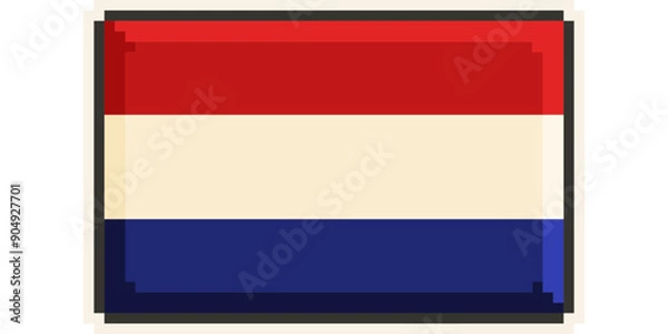Fototapeta Netherlands, Europe, Flag, Pixel Art, Retro 8bit Game Style, Vector 