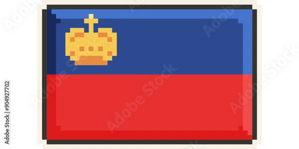 Fototapeta Liechtenstein, Europe, Flag, Pixel Art, Retro 8bit Game Style, Vector 