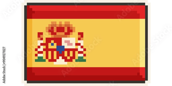 Fototapeta Spain, Europe, Flag, Pixel Art, Retro 8bit Game Style, Vector 