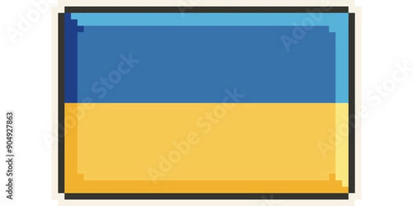 Fototapeta Ukraine, Europe, Flag, Pixel Art, Retro 8bit Game Style, Vector 