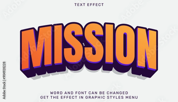 Obraz Mission text effect template in 3d design