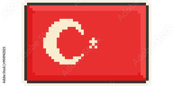 Fototapeta Turkey, Europe, Flag, Pixel Art, Retro 8bit Game Style, Vector 