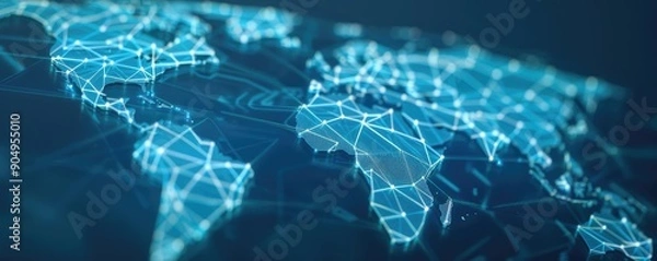 Fototapeta Cargo routes, holographic world connections, futuristic trade map, high-tech logistics