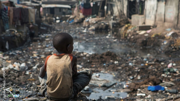 Fototapeta starving children. people are suffering from hunger. poor countries. children are dying of hunger. International Day for the Eradication of Poverty