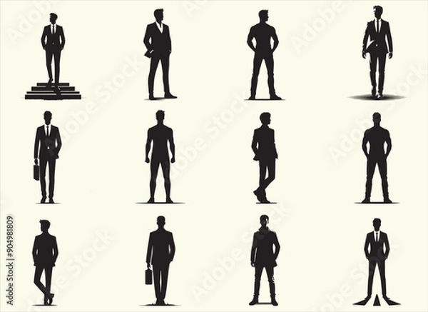 Obraz Standing Man Silhouette Vector Illustration