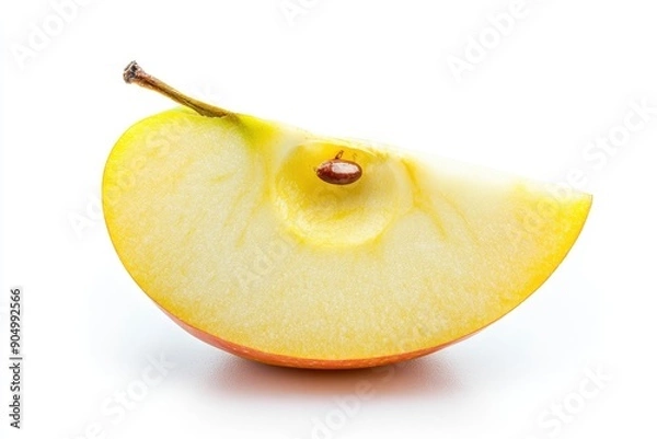 Fototapeta half yellow Apple, fruit slice isolated on white background, full depth of field , ai
